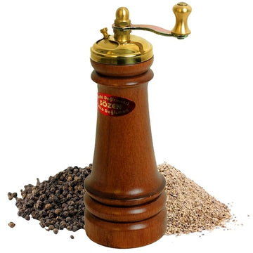 Sozen Manual Wooden Pepper Grinder – 5" Handmade Manual Turkish Pepper Mill with Stainless Steel Burr – Portable Hand Crank Spice Grinder for Black Pepper, Salt, Peppercorns, and Other Spices