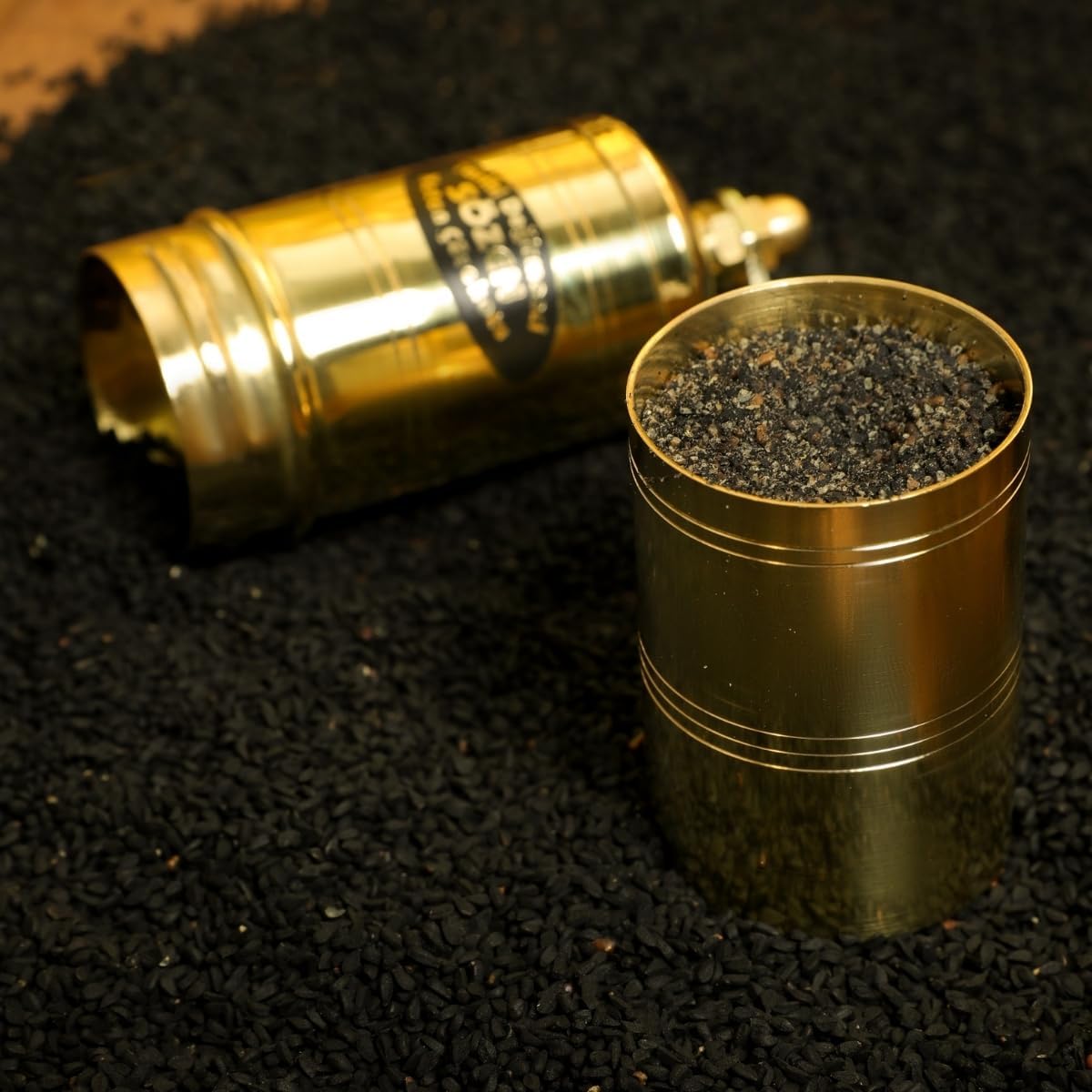 Sozen Black Seed Grinder – 5.91” Handmade Manual Brass Mill with Stainless Steel Conical Burrs – Portable Hand Crank Small Seed, Spice Mill Grinder, Portable Herb Turkish Mill