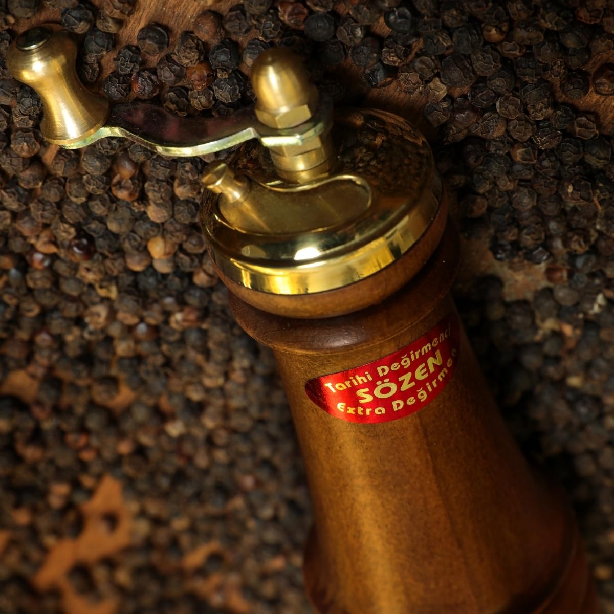 Sozen Manual Wooden Pepper Grinder – 5" Handmade Manual Turkish Pepper Mill with Stainless Steel Burr – Portable Hand Crank Spice Grinder for Black Pepper, Salt, Peppercorns, and Other Spices